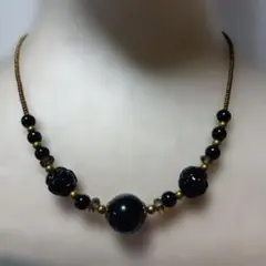 ハンドメイド　ブラック系ネックレス