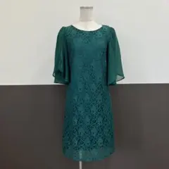 CUI YING ドレス　レース　フレアスリーブ　グリーン　M