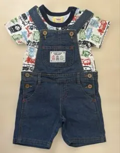 トーマス デニムオーバーオール Tシャツセット90cm