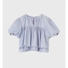 美品】cocodeal ヘムフリルブラウス サックス ブルー ココディール