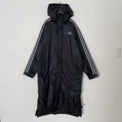 adidas フード付きベンチコート 黒　スポーツ　ビックロゴ　防寒