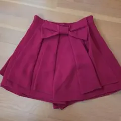 LADYSPOT ワインレッド リボン付きフレアスカート
