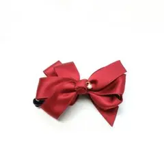 ワインレッド サテンリボン ヘアアクセサリー