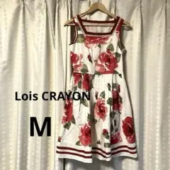 レトロ✨Lois CRAYONノースリーブワンピース 薔薇柄 M ロイスクレヨンのサムネイル