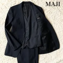 【極美品】MAJI スリーピース シルク混 スーツ リバーシブルベスト ブラック
