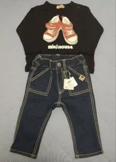 【新品】ミキハウス　長袖Tシャツ&DOUBLE-Bデニムス80サイズ　ベビー
