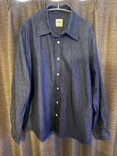 ZARA ダークブルー シャツ XL
