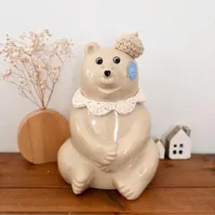 しろくま貯金箱 ベレー帽・花びらつけ襟2点セット☆ビスケット