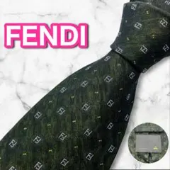 【極美品】FENDI フェンディ ネクタイ 小紋柄 ダークグリーン