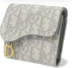 Dior 三つ折り財布 グレー キャンバス