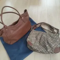 russet　モノグラム　ショルダー　レザー　トートバッグ　3way　ブラウン