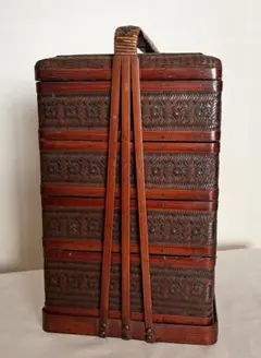 竹編み 提げ重 六角形 3段 重箱 竹編み 提げ重 6角形 3段 重箱 - メルカリ