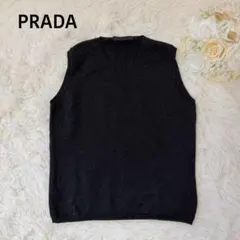 希少 PRADA 上質 ウール Vネック デザイン ニット ベスト 50 - メルカリ