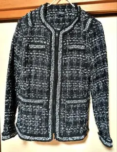 ★★お値下げしました!★★ノーカラージャケット 黒と白のツイード★未使用に近い★