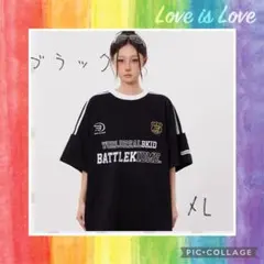 ⭐️アルファベットTシャツ⭐️ゲームTシャツ黒XL スポーツ ラインT Y2K 韓国