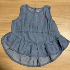 Messi Piano フリルデニムトップス　カットソー　ノースリーブ　90