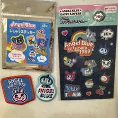 エンジェルブルーデニムファブリックステッカー ししゅうステッカーシール