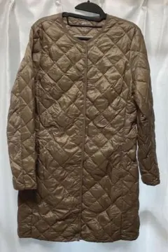 UNIQLOブラウン キルティング ダウンジャケット ロング丈