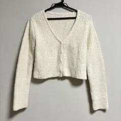 SALON adam et rope' カールヤーンVネックショートカーディガンのサムネイル