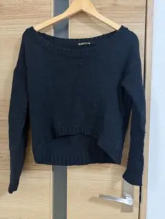 オフショルダー 黒 ニットセーター Sサイズ