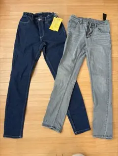 キッズ150cm H&M新品とLeeのスキニーデニムusedセット販売　ゴム調節