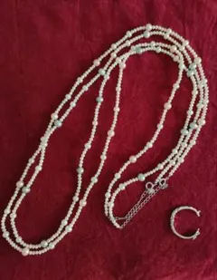 淡水パールロングネックレス　2本セット