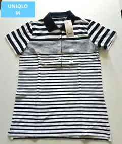 UNIQLO ストライプ ポロシャツ M ネイビー/ホワイト 新品