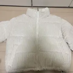 ホワイト コーデュロイ ダウンジャケット