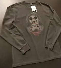 ミッキーマウス 長袖カットソー Mサイズ ダークグレー