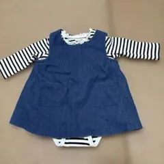 プティマイン　ボーダージャンパースカート2点セット