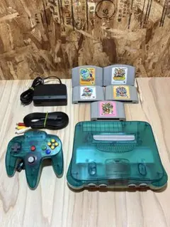 【動作品】ニンテンドー64 クリアブルー 本体ソフトセット