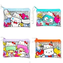 サンリオ50周年　フラットポーチ　シナモンロールハンギョドンキキララポチャッコ