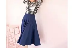 【洗える】ライトライク　デニムスカート　組曲KUMIKYOKU プリーツフレア