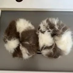 ブラウンホワイトファー イヤーマフ