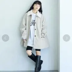 【新品未使用タグ付き】ステンカラーコート ウーリー ボア付き ミドルコート