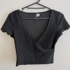 h&m 黒　ラメ　トップス　半袖　キラキラ