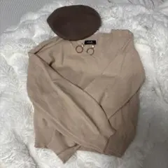 RIVE DROITE ベージュニット　帽子ピアスセット
