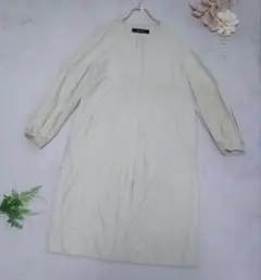 ZARA BASIC ノーカラーロングコート Lサイズ ベージのサムネイル