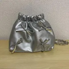 シルバーリボン付きショルダーバッグ