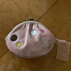 新品未使用　代官山クロシェット　牛革　ホースヘアー　猫と水玉　がま口財布