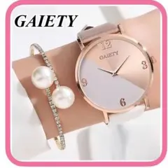 GAIETY クォーツ 腕時計 バイカラー　パールブレスレットセットのサムネイル