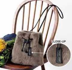 リンネル 手触り極上！ ふんわりファーの2way巾着バッグ