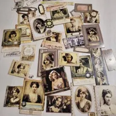 映画風美人の紙素材 レース袋付セット ジャンクジャーナルやコラージュ用