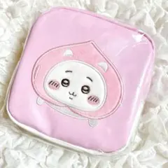新品未使用✨　ちいかわ　スクエアポーチ♡ 粧美堂　ピンク　総柄　可愛いしっぽ付き