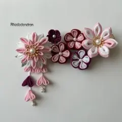 つまみ細工　髪飾り　和装、着物、浴衣、卒業式、七五三、ピンク