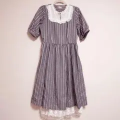 axes femme ワンピース ストライプ 半袖 ガーリー レトロ ロリータ