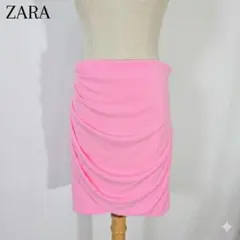ZARA ドレープギャザーミニスカート ピンクM 新品タグ付 JOIN LIFE
