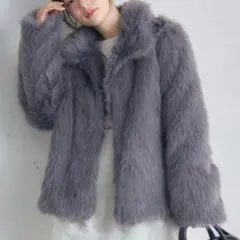 レトロガール グレー ファージャケットのサムネイル