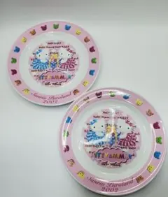 サンリオピューロランド限定 2002年 ハローキティ&ミミィ 陶器 飾り皿 2枚