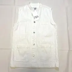 ザラ　ホワイトデニム　ジレ　ベスト　Gジャン